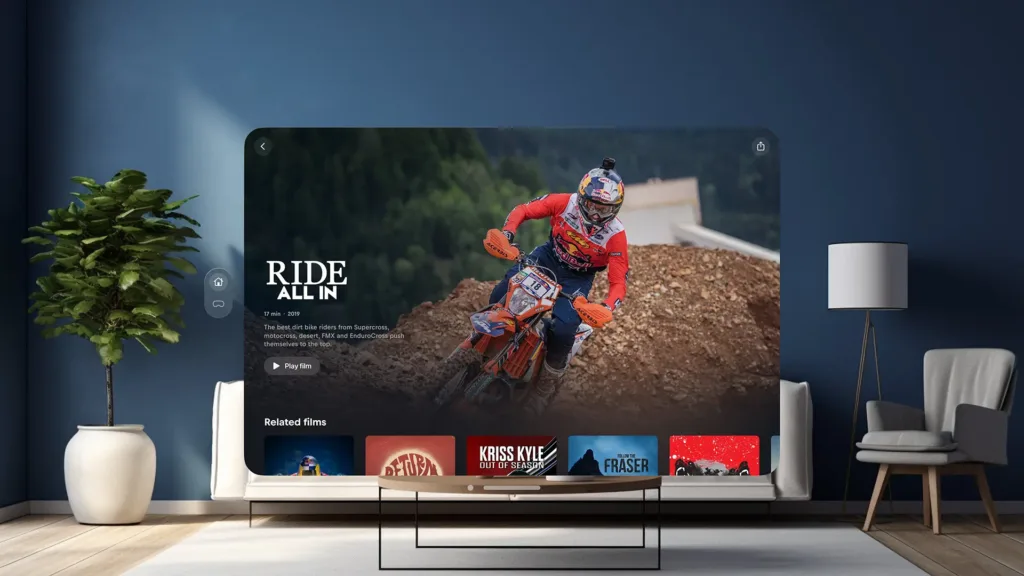 Demonstração de RedBull TV no Apple Vision Pro