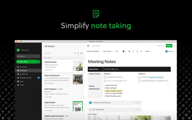 A tomar notas na aplicação Evernote