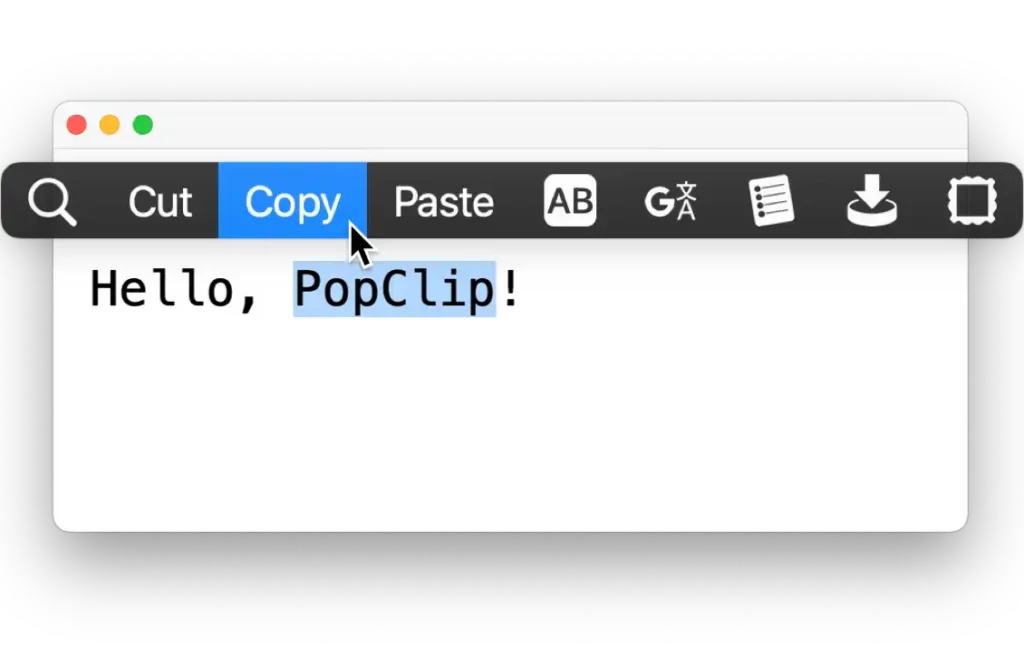 Visualização da aplicação PopClip